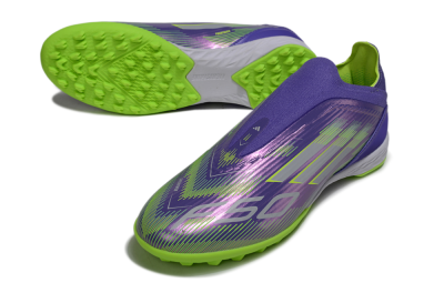 Adidas F50 Elite Laceless TF Football Shoes - Purple/Yellow/Silver