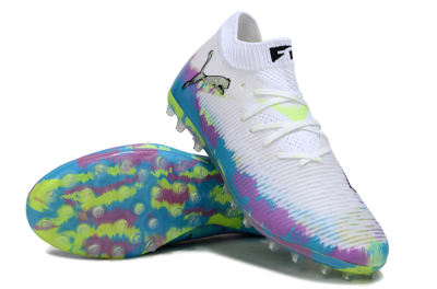 Puma Future 8 Ultimate MG Football Boots - White/Blue/Yellow