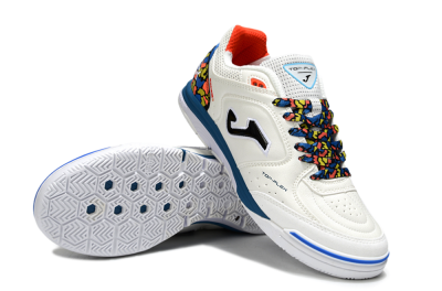 Joma Top Flex IC Football Shoes - White/Black/Blue
