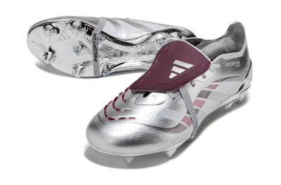 Adidas Predator 25 Elite Foldover Tongue SG Football Boots - Silver/Black/Red