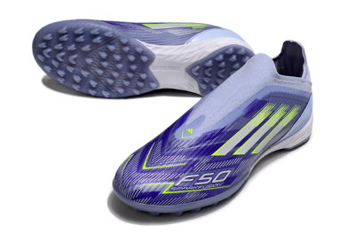 Adidas F50 Elite Laceless TF Football Shoes - Blue/Yellow/Silver