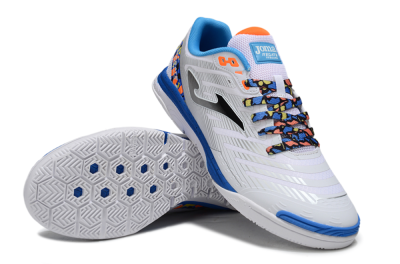 Joma Top Flex IC Football Shoes - White/Silver/Blue