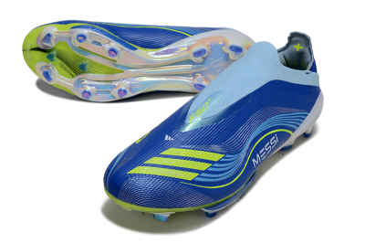 Messi x Adidas F50 Elite Laceless FG Football Boots - Blue/Yellow/White
