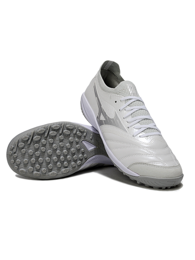 Mizuno Morelia Neo 4 TF Football Shoes - White/Silver Mist/Carbon Gray