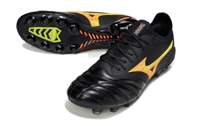 Mizuno Morelia Neo 4 FG Football Boots - Black/Bright Yellow/Fiery Orange