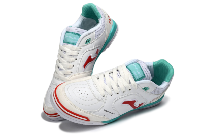 Joma Top Flex IC Football Shoes - White/Aqua Blue/Red