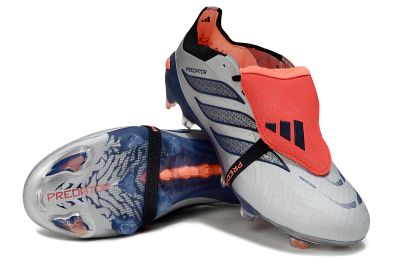 Adidas Predator 26 Elite Fold-Over Tongue FG Football Boots - Gray/Navy Blue/Orange