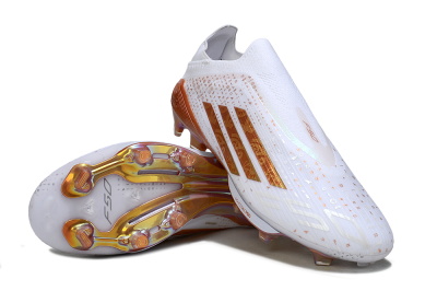 Adidas F50 Lightstrike Pro Laceless FG Football Boots - White/Amber Glow/Metallic Orange