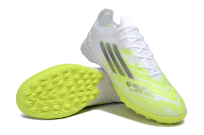 Adidas F50 Pro TF Football Shoes - White/Lime Burst/Neon Glow