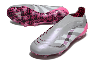 Adidas Predator 25 Elite Laceless FG Football Boots - Gray/Electric Pink/Graphite Gray