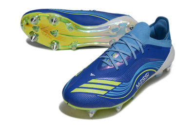 Messi x Adidas F50 Elite SG Football Boots - Blue/Electric Blue/Neon Green