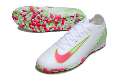 Nike Air Zoom Mercurial Vapor 16 Elite TF Football Shoes - White/Neon Pink/Light Green