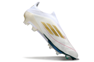 Adidas F50+ Elite Lightstrike Pro Laceless FG Football Boots - White/Neon Green/Sapphire Blue