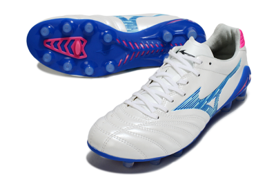 Mizuno Morelia Neo 4 FG Football Boots - White/Electric Blue/Hot Pink
