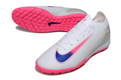 Nike Air Zoom Mercurial Vapor 16 Elite TF Football Shoes - White/Neon Pink/Electric Blue