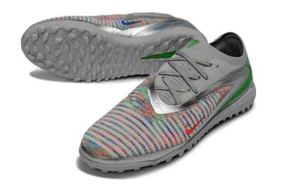 Nike Phantom 6 Low Elite TF Football Shoes - Gray/Vibrant Green/Futuristic Silver