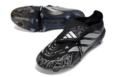 Adidas Predator 26 Elite Fold-Over Tongue FG Football Boots - Black/Shadow Black/Flash Silver