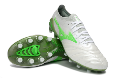 Mizuno Morelia Neo 4 FG Football Boots - White/Vibrant Green/Graphite Grey