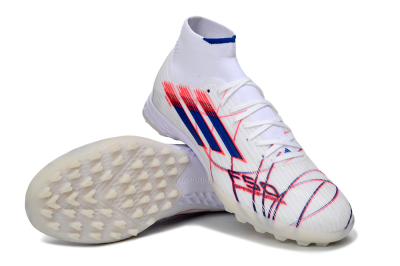 Adidas F50 Elite Mid TF Football Shoes - White/Electric Red/Deep Blue