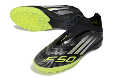 Adidas F50 Pro Laceless TF Football Shoes - Black/Electric Yellow/Neon Green