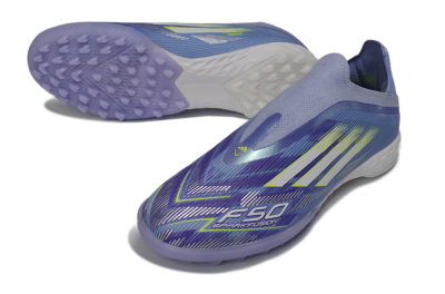 Adidas F50 Pro Laceless TF Football Shoes - Purple/Vibrant Lilac/Neon Yellow