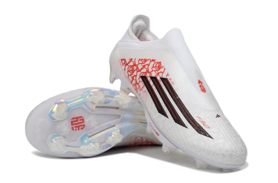 Adidas F50+ Elite Lightstrike Pro Laceless FG Football Boots - White/Crimson Red/Black