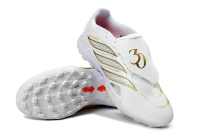 Adidas Predator 26 Elite Fold-Over Tongue TF Football Shoes - White/Gold Metallic/Light Purple