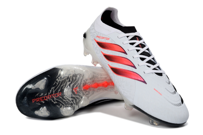 Adidas Predator 26 Elite FG Football Boots - White/Crimson Flash/Black Shadow