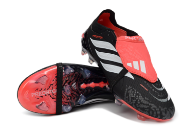 Adidas Predator 26 Elite Fold-Over Tongue FG Football Boots - Black/Coral Red/Silver