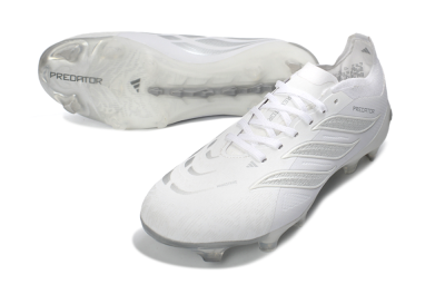 Adidas Predator 26 Elite FG Football Boots - White/Silver Mist/Cloud Grey