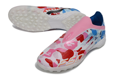 Adidas F50 Pro Laceless TF Football Shoes - Pink/Coral Breeze/Frosted Blue