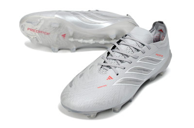 Adidas Predator 26 Elite FG Football Boots - Grey/Silver Mist/Crimson Flash