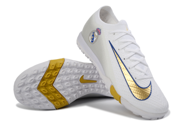 Nike Air Zoom Mercurial Vapor 16 Elite TF Football Shoes - White/Royal Blue/Metallic Gold