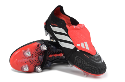 Adidas Predator 26 Elite Fold-Over Tongue SG Football Boots - Black/Vibrant Red/Metallic Silver