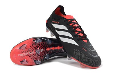 Adidas Predator 26 Elite FG Football Boots - Black/Fiery Red/Metallic Silver