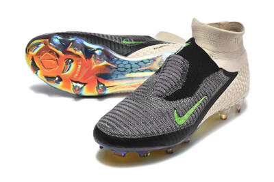 Nike Phantom 6 Elite High FG Football Boots - Black/Lime Green/Beige