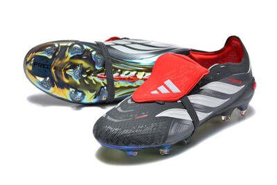 Adidas Predator 26 Elite Fold-Over Tongue FG Football Boots - Black/Electric Red/Metallic Silver