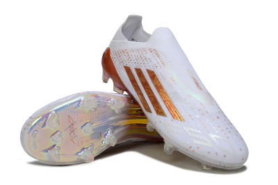 Adidas F50 Elite Laceless FG Football Boots - White/Copper Flame/Golden Iris