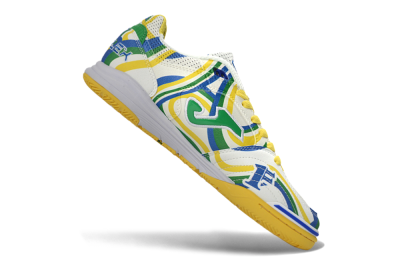 Joma Top Flex IC Football Shoes - White/Sunny Yellow/Blue Lagoon