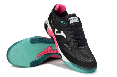 Joma Top Flex IC Football Shoes - Black/Electric Pink/Turquoise Blue