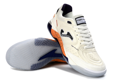Joma Top Flex IC Football Shoes - White/Orange Blaze/Navy Blue