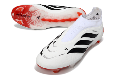 Adidas Predator 26 Elite Laceless FG Football Boots - White/Solar Red/Black