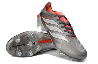 Adidas Predator 26 Elite SG Football Boots - Gray/Vibrant Red/Silver