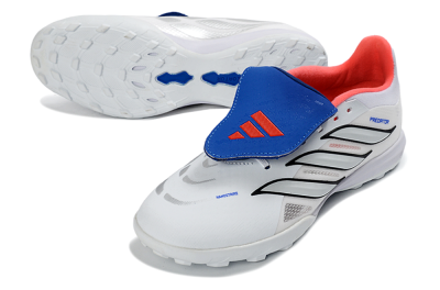 Adidas Predator 26 Elite Fold-Over Tongue TF Football Shoes - White/Electric Blue/Fiery Red