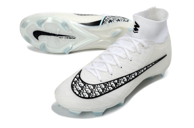 Nike Air Zoom Mercurial Superfly 10 Elite FG Football Boots - White/Black/Light Blue