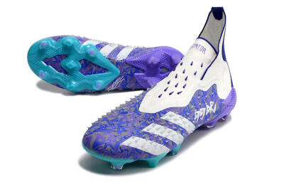 Adidas Predator Freak+ FG Football Boots - White/Purple/Blue
