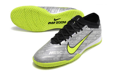 Nike Air Zoom Mercurial Vapor 15 Elite IC Football Shoes - Silver/Green/Black