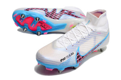 Nike Air Zoom Mercurial Superfly 9 Elite FG Football Boots - White/Grey/Blue