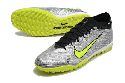 Nike Air Zoom Mercurial Vapor 15 Elite TF Football Shoes - Silver/Green/Black