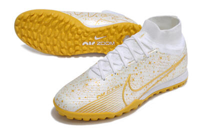 Nike Air Zoom Mercurial Superfly 9 Elite TF Football Shoes - White/Gold